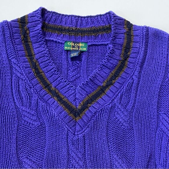 Vintage Colours By Alexander Julian Abstract Chunky Knit Sweater Men's Size XL - Picture 2 of 13